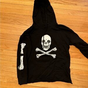 VLONE Black Hoodie with Skull and Bones Design
